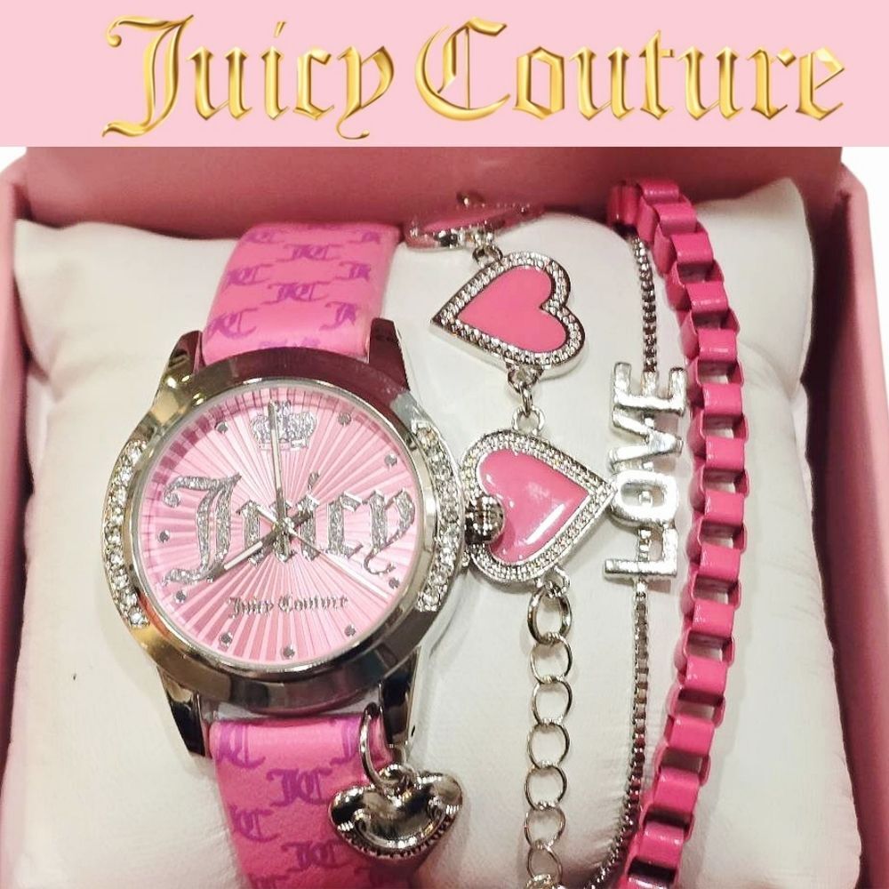 Juicy Couture 4-PC Logo Watch & Heart/Love Bracelet Set‎